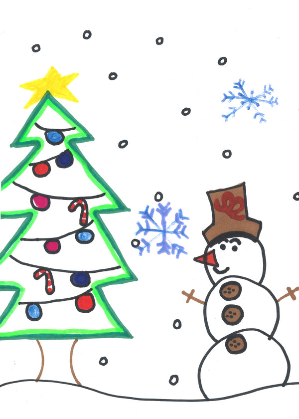 Snowman With Christmas Tree